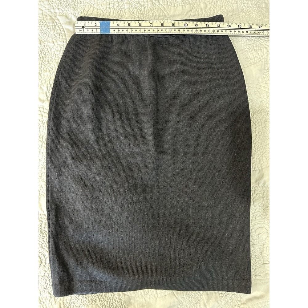 ST JOHN BASICS by Marie Gray Black Knit Pencil Skirt Size 6 - Picture 3 of 4